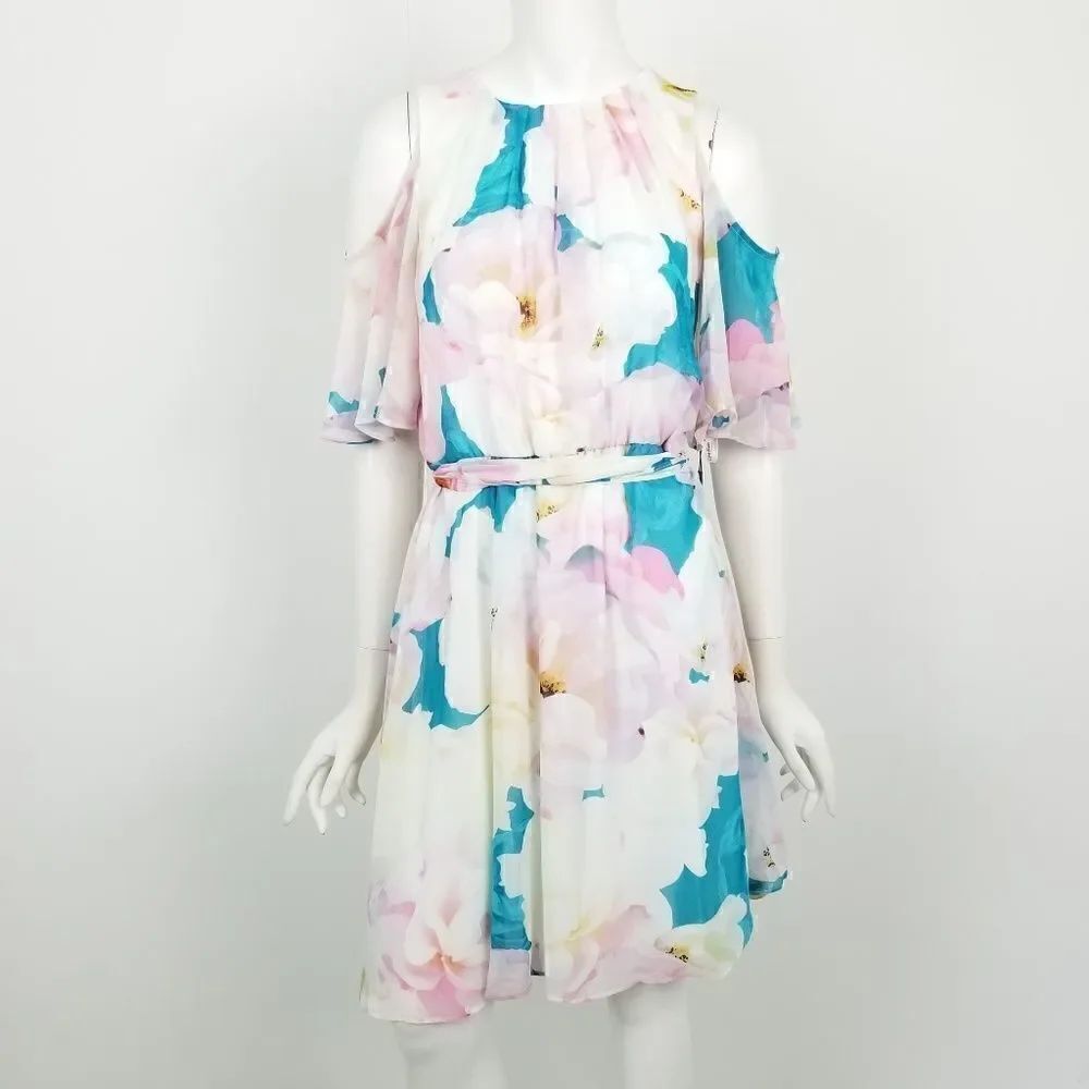 NWT Calvin Klein Floral Cold Shoulder Dress
